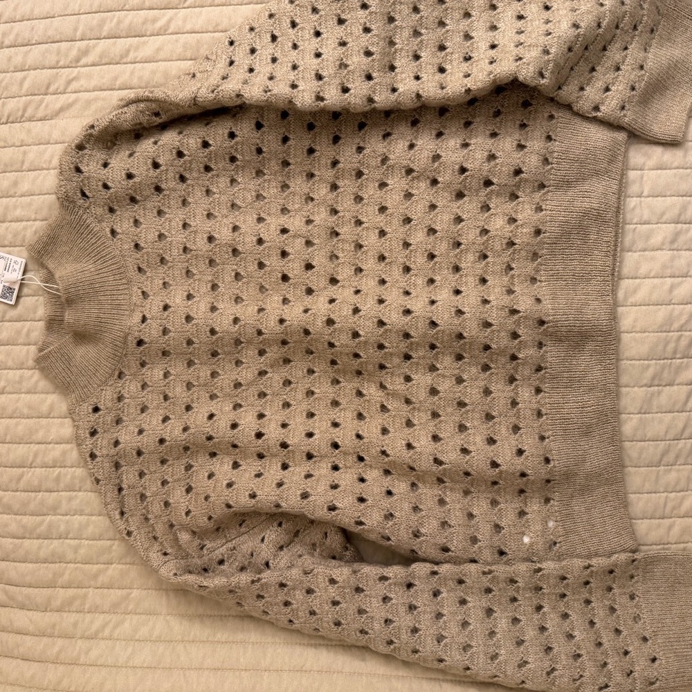 Mango Textured Knit Sweater in Beige